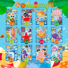 24 Sheets Make Your Own Sea Animals Stickers for Kids Toddlers, Make-A-Face Stic