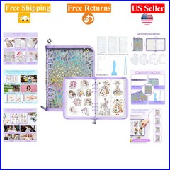 Purple A5 Sticker Organizer Binder with Glitter Stars Cover