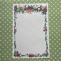 Vintage Blank Home Notecard & Garden Party Carrots Veggie Stationery Note Paper