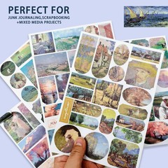 JUNKJWBZ 32 Sheets Vintage Oil Painting Stickers & 20 Liberty Atelier