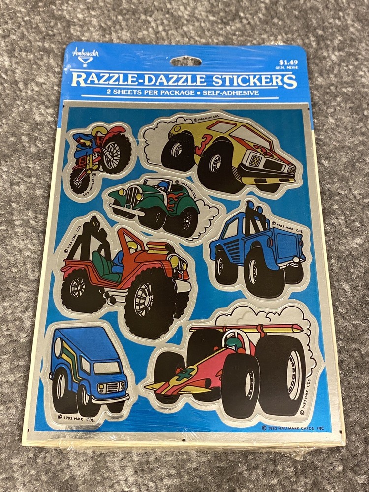 Vintage Hallmark Ambassador Razzle Dazzle Car Sticker Sheets Sealed 1983