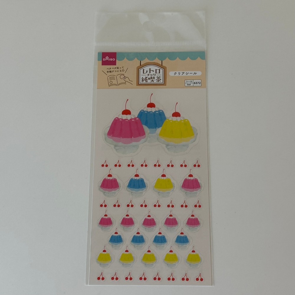 Daiso Retro Jelly Clear Seal Sticker Sheet