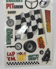Racing Sports Rub-Ons Nascar Go-Karts Cars Auto Scrapbooking Rubons 11×7.5 sheet