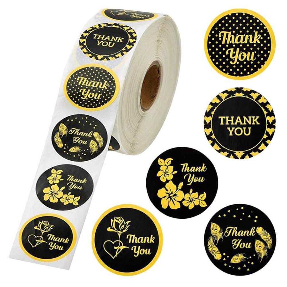 500 Pcs Black Gold Thank You Stickers Small Business Packaging Boutique Labels