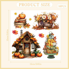 16 Pcs Fall Farmhouse Rub on Transfers for Crafts, Autumn Rub on Transfers for F