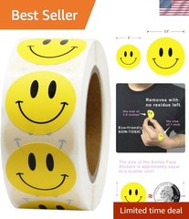 Permanent Yellow Happy Face Stickers – 500 Labels for Teachers & Kids Activities
