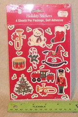 Vintage 1980s American Greetings Christmas Antique Toys Stickers 4 sheets SEALED