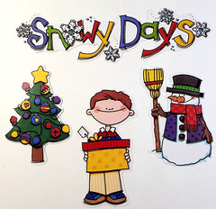Christmas Snow Days Snowman Die Cuts Whimsical Tree Present Paper Craft Ephemera