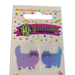 Sandylion Vintage NOS Sealed Mother Of Pearl Cat Stickers 1 Sheet 1990