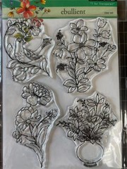 New Penny Black Rubber Stamp clear EBULLIENT BIRD FLOWERS set free USA ship