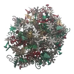 Christmas Brads Set, 212 PCS Metal Paper Fasteners, 8 Holiday Shapes & 16