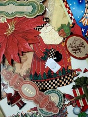 100 CHRISTMAS CRAFT LOT BUTTONS FIBERS PUNCHIES EPHEMERA GEMS FOILS 10 EA OF 10