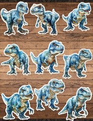 Watercolor Dinosaur Die Cut Vinyl Stickers Set Scrapbooking Laptop Waterbottle
