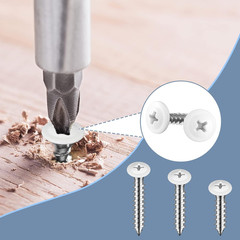 Demissle 120 Pcs #8 White Wood Screws Fast Self Tapping Wall Plate Screws White
