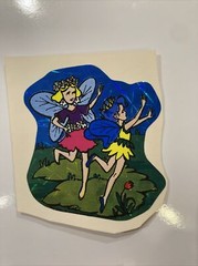 Vintage 1980’s large 3-4” prism sticker of fairies
