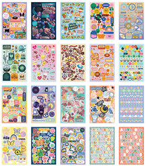 555+ Lot Scrapbooking Supplies Stickers, feel good positive sticker Collection