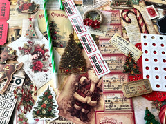#24 -150pcs CHRISTMAS JUNK JOURNAL 3D KIT with Candy Cane Pen & REAL EPHEMERA