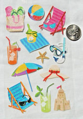Sticko stickers summer beach sandcastle chair drink umbrella flip flops glitter