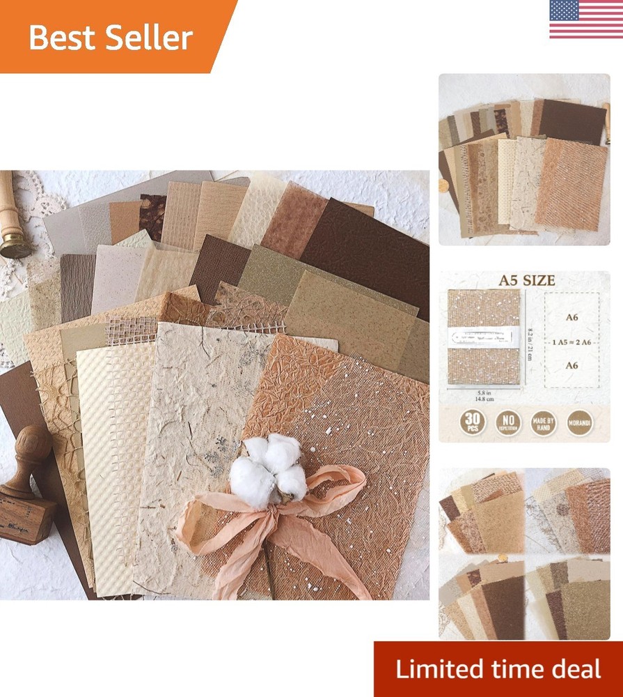 30 Handmade Textured Papers – A5 Crafting & Journaling Essentials