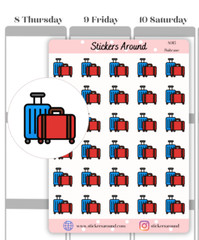 Travel Suitcase Planner Sticker, Luggage Sticker, Calendar and Journal Sticker
