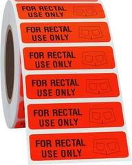 for Rectal Use Only Stickers 1.5″ x 0.375″ Fluorescent Red Stickers with Permane