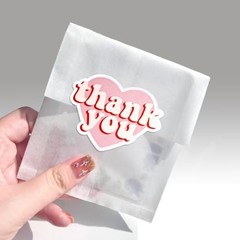 2.4 Inch Pink Heart Shaped Thank You Stickers 2 Rolls for Small Business 240