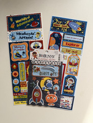 Bo Bunny Blast Off Scrapbook Lot 14 12×12 Papers Stickers Chipboard Space Rare