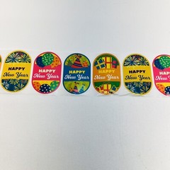 500 Happy New Year Stickers Roll Gift Tags Envelope Seal 2.5 X 1.5 Inch
