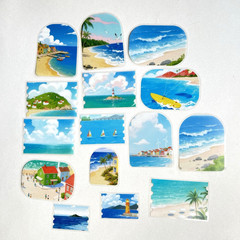 Beach Ocean Vacation Flake Stickers Summer Junk Journals Collage