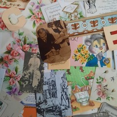 Vintage Junk Journal Paper Lot Ephemera Craft Bundle Old Photos Christmas Cards