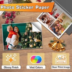 Printable Glossy Sticker Paper – 120 Sheets, 8.5×11, Inkjet-Compatible