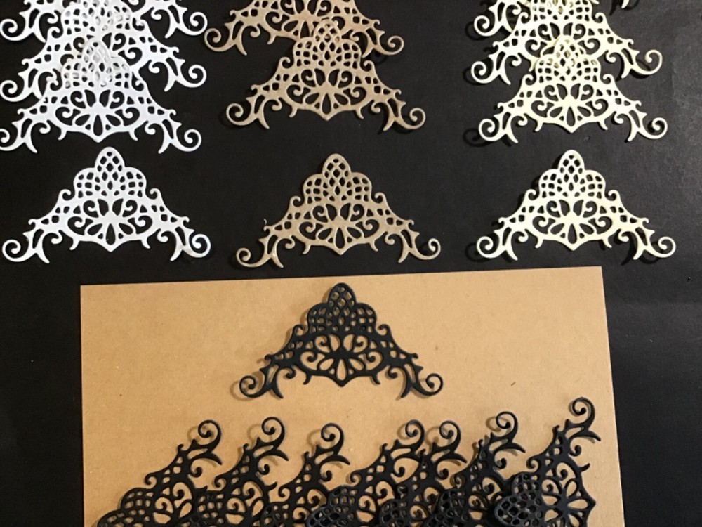 Page Corners Photo Corners Fancy Opulent Swirls Corner Die Cuts 8 pcs 1-7/8”