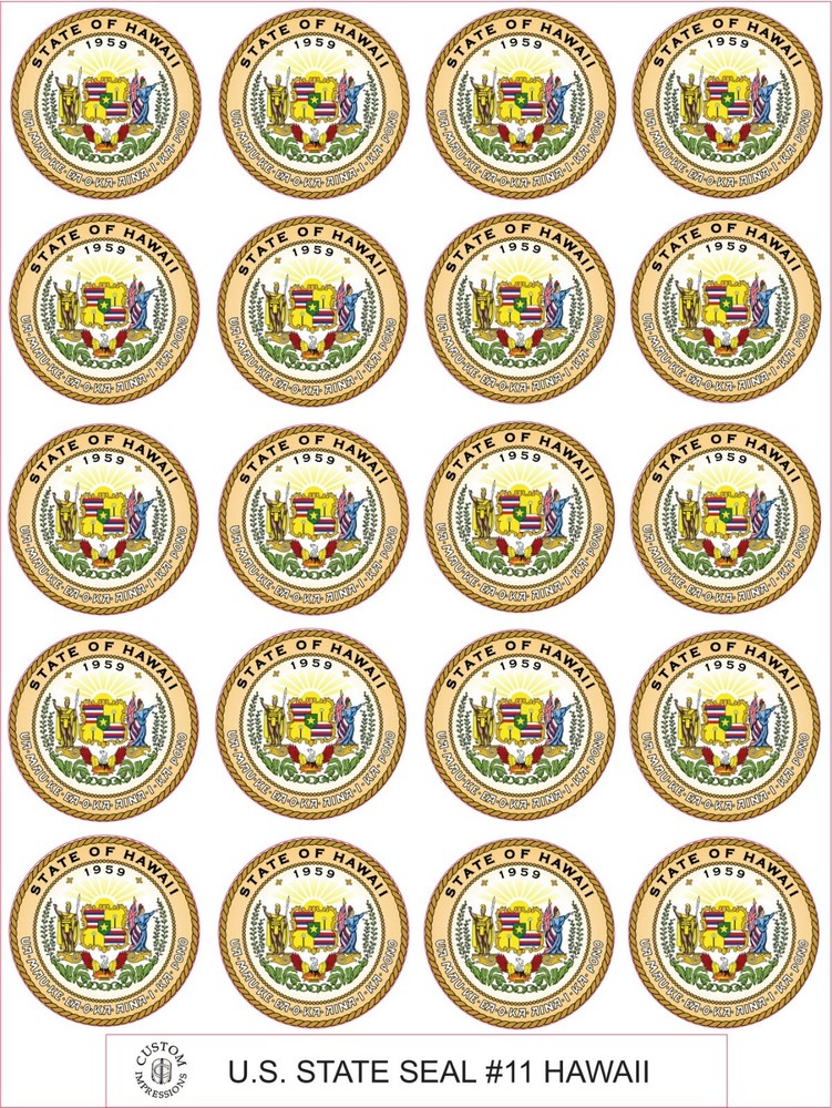 HAWAII STATE SEAL – SIZE 2″ EACH – 20 PER SHEET
