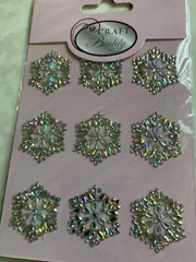 3D ADHESIVE GEMSTONE CLEAR GEMSTONE HEXAGON SHAPE 9 PCS
