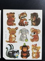 1970s-1980s FULL Sticker Sheets Animals