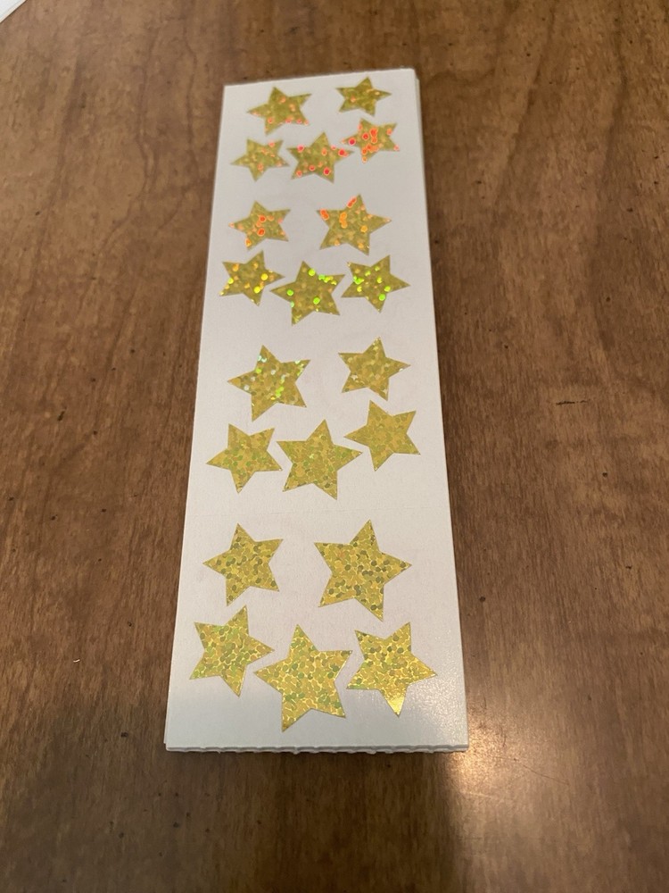 Mrs Grossman STARS, GOLD Small – 1 Strip of Gold Sparkle Stars Stickers
