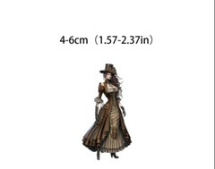 10pcs Retro Steampunk Figures ￼Stickers- Scrapbook, Journal, DIY Crafts & Cards