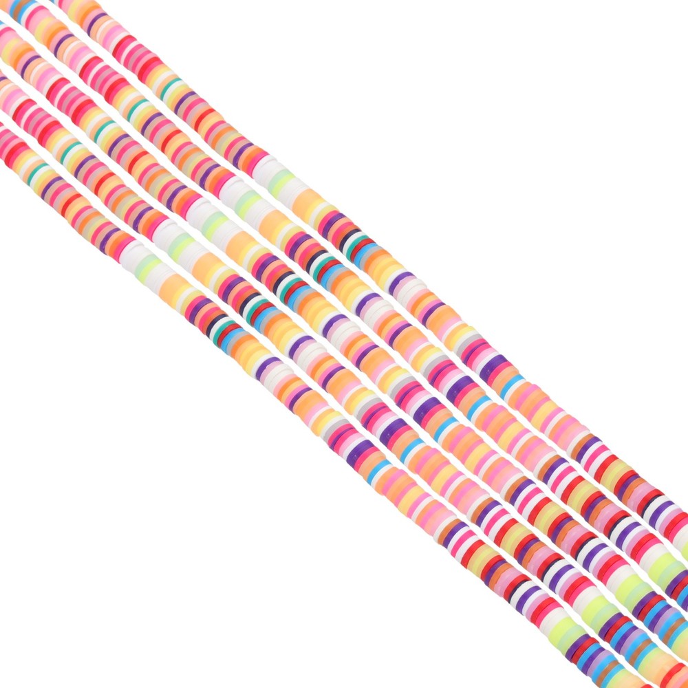 6mm 1750Pcs 5 Strands Polymer Clay Beads Spacer, Yellow/Pink/Orange Tone