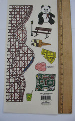 Scrapbook Mania AMUSEMENT PARK Stickers Rollercoaster Ticket Food 1 Sheet NOS