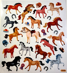 Horse Stickers Sheet Glitter Colt Horseshoe Cowboy Western Scrapbook Paper Studi
