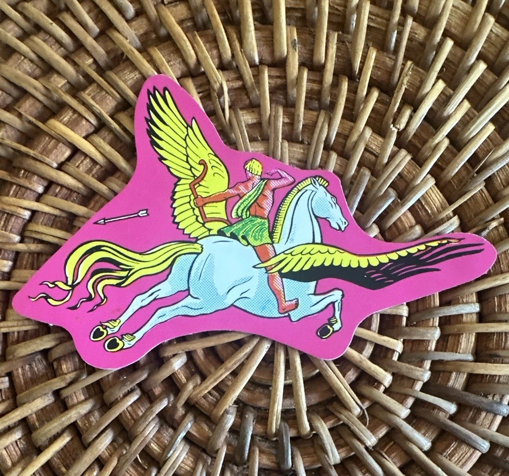 Vintage Fantasy Pegasus Rider Winged Horse Sticker vending machine