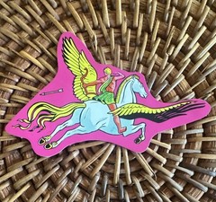 Vintage Fantasy Pegasus Rider Winged Horse Sticker vending machine