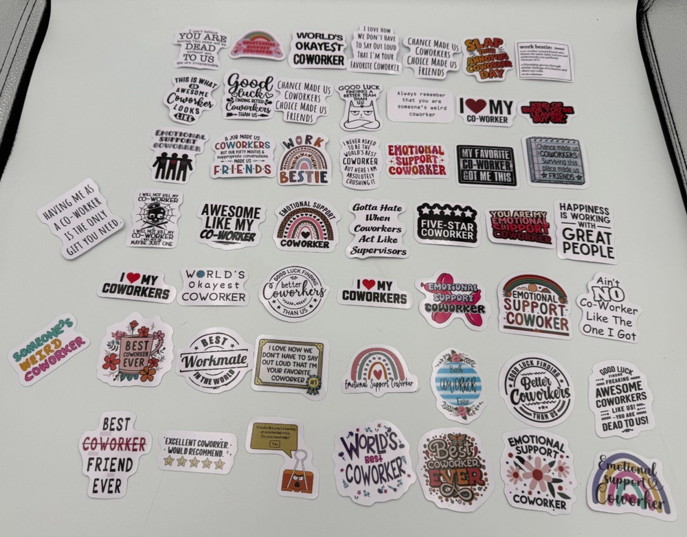 50pc Coworker Stickers Funny Emotional Support Work Bestie Appreciation Decals