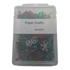 Christmas Brads Set, 212 PCS Metal Paper Fasteners, 8 Holiday Shapes & 16