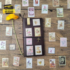 Vintage Postage Stamp Stickers for Scrapbook, 100 Pcs Deco Paper Stickers for Bu