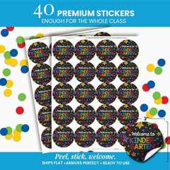Back to School Stickers for Kids Chalkboard Welcome to Kindergarten 40 Pack