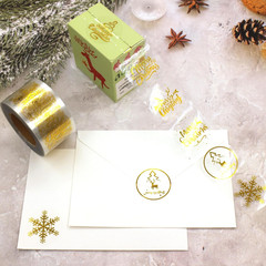 Christmas Stickers, 1.5 Inches, 600 Sheets, 6 Waterproof Transparent Gold Foil S