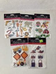 Lot of 5 Provo Craft STAND-OUTS 3D Stickers Insects, Zoo, Tools, Construction