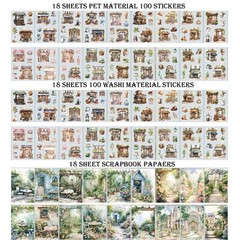 Auguro Coffee Shop Scrapbook Stickers 36 Sheets 200 Pre-Cut Standard, Blu