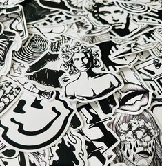 50 Gothic Witchy Laptop Stickers Pack Skull Tattoo Dark Emo Punk Decals Black